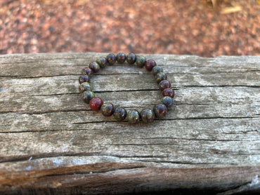 Bracelet élastique Lithothérapie en Jaspe Sang de Dragon 8mm