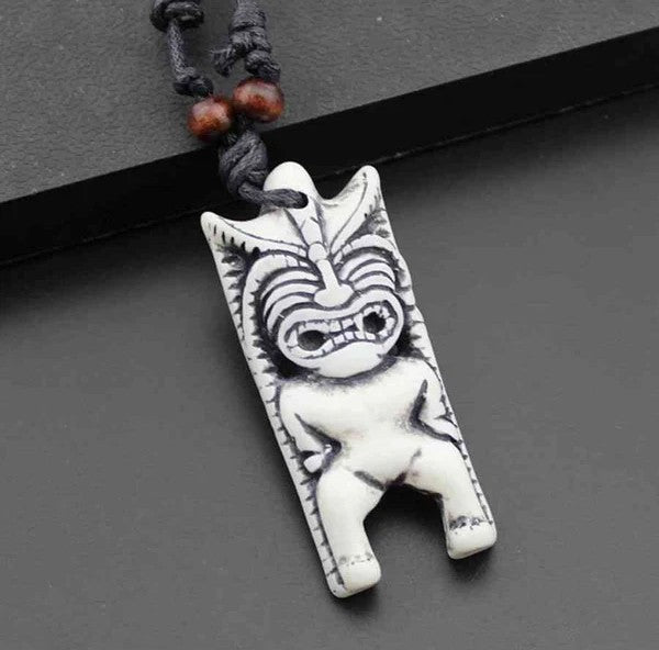 Collier mixte homme / femme avec pendentif Tiki - bijou polynésien