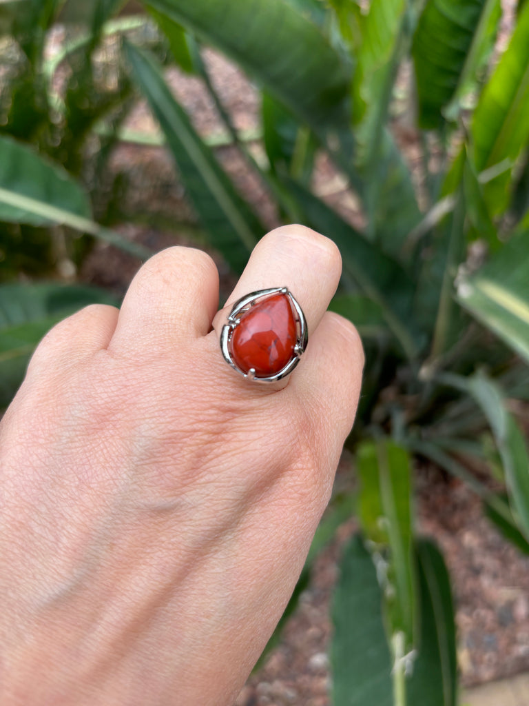Bague "Energie" en Jaspe Rouge d'Inde