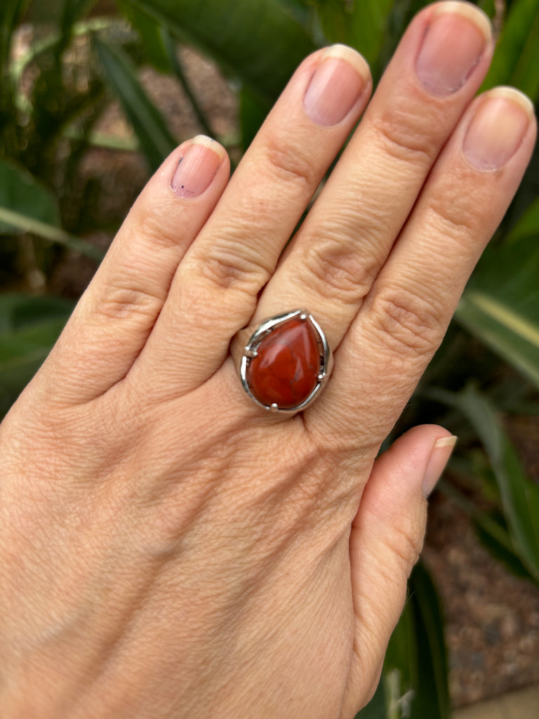 Bague "Energie" en Jaspe Rouge d'Inde