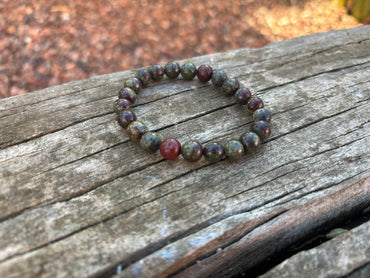 Bracelet élastique Lithothérapie en Jaspe Sang de Dragon 8mm