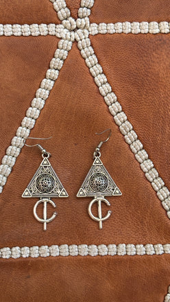 Boucles d'oreilles fibule berbère en argent - artisanat Amazigh