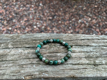 Bracelet élastique Lithothérapie en Turquoise Africaine foncée