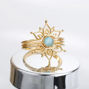 Bague Fleur de Lotus en Amazonite