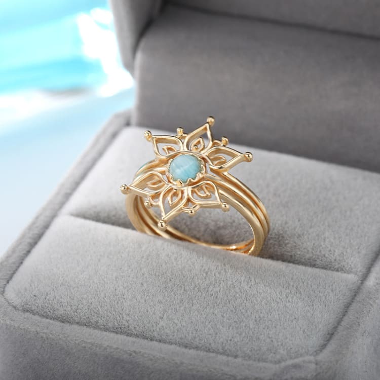 Bague Fleur de Lotus en Amazonite