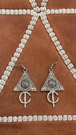 Boucles d'oreilles fibule berbère en argent - artisanat Amazigh