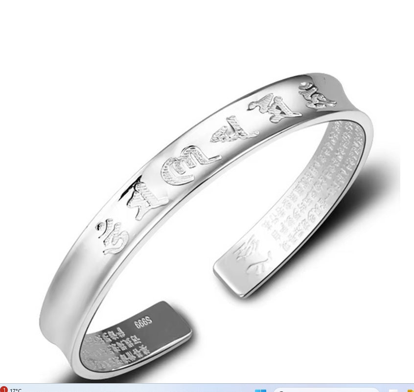 Bracelet Tibétain gravé "Om Mani Padme Hum" en argent 925