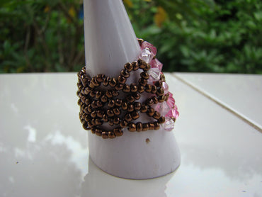 Bague Aimé en perles de rocaille et perles de culture