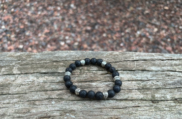 Bracelet élastique de Lithothérapie en Pierre de Lave