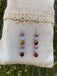 Boucles d'oreilles pendantes spéciales Thyroïde en Jaspe Mokaïte ou Mookaite, Rhodochrosite et Aigue Marine - Crochets en argent 925