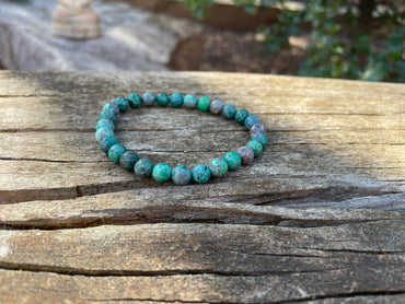 Bracelet élastique de lithothérapie en Turquoise Africaine, Made in France