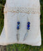Boucles d'oreilles 3 boules en Lapis Lazuli naturel et breloque plume