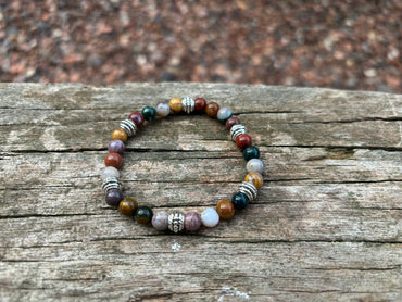 Bracelet élastiqué de Lithothérapie, perles en Agate indienne naturelle - 6 mm