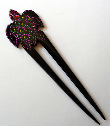 Pic / pique à cheveux chignon tortue aborigène en bois de sono