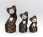 Famille de 3 statuettes chats et chaton en bois artisanat Indonésie