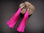 Boucles d'oreilles bohèmes boho chic avec pompons rose fuschia