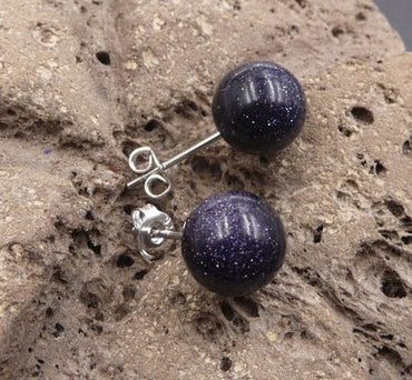 Boucles d'oreilles - Clous en Pierre de Soleil Bleue