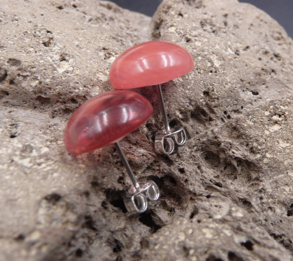 Boucles d'oreilles Clous en Quartz Fraise du Brésil