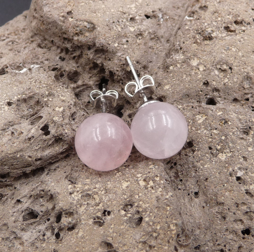 Boucles d'oreilles Clous en Quartz Rose