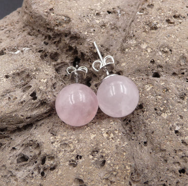 Boucles d'oreilles Clous en Quartz Rose