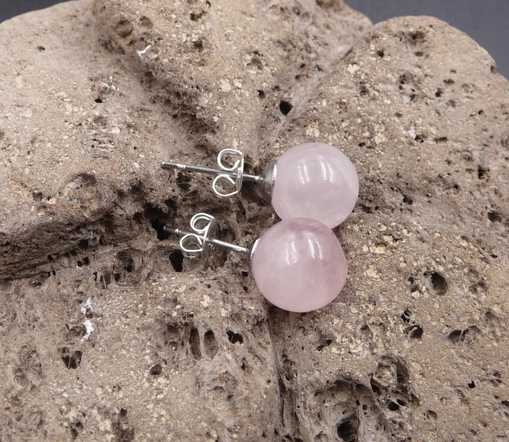 Boucles d'oreilles Clous en Quartz Rose