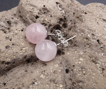 Boucles d'oreilles Clous en Quartz Rose