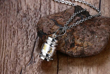 Collier Pendentif Moulin à Prières Tibétain mantra "Om Mani Padme Hum"