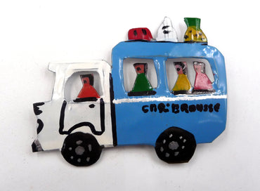 Magnet aimant car brousse en tôle recyclée artisanat de Madagascar