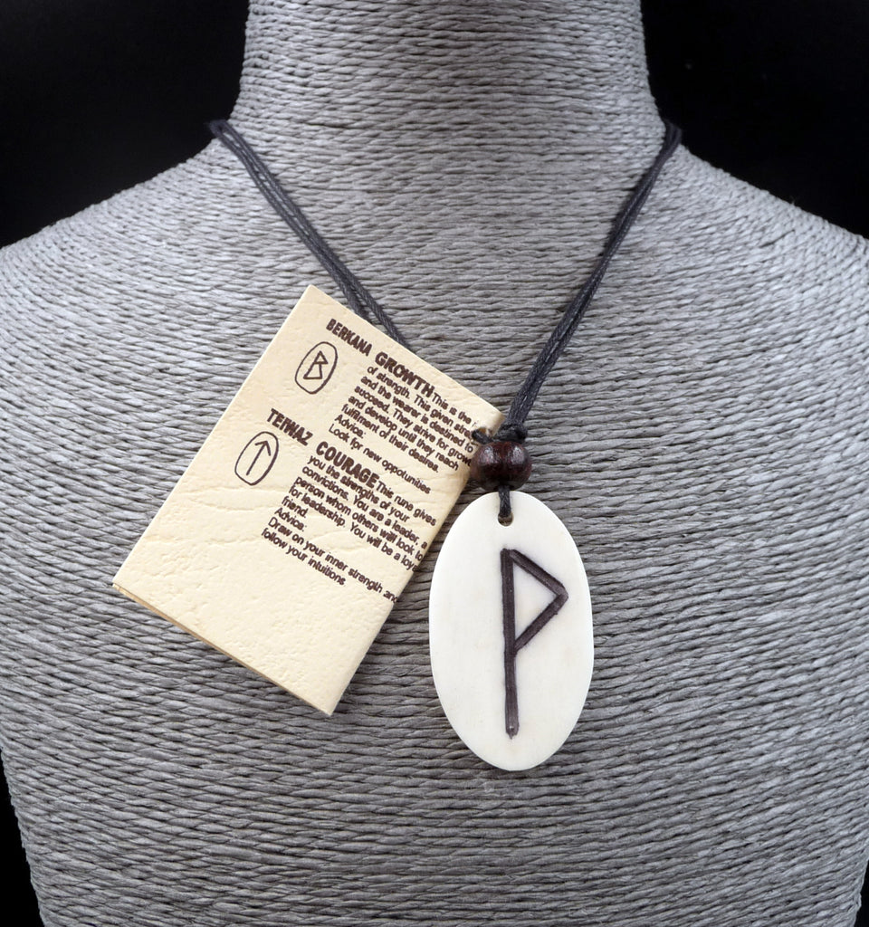 Collier Rune Wunjo pendentif en os de buffle - Optimisme
