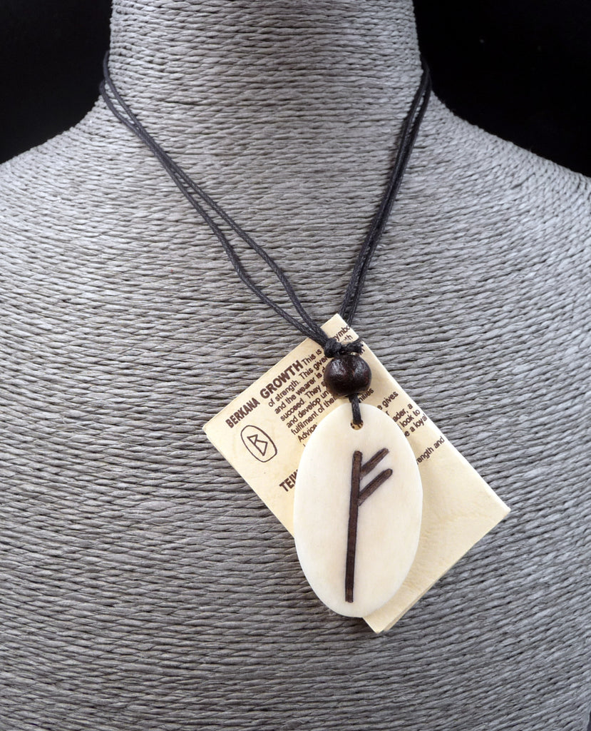 Collier Rune Fehu en os de buffle - Richesse et prospérité