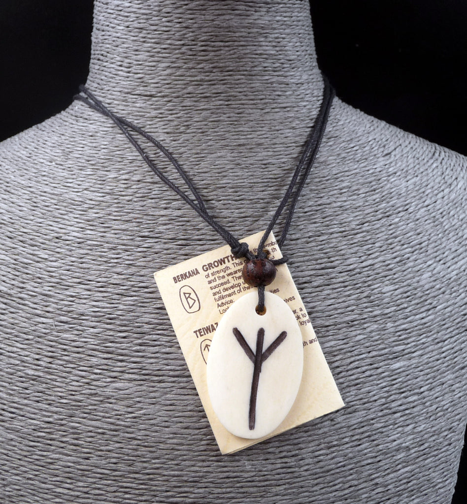 Collier Rune Algiz en os de buffle - Optimisme