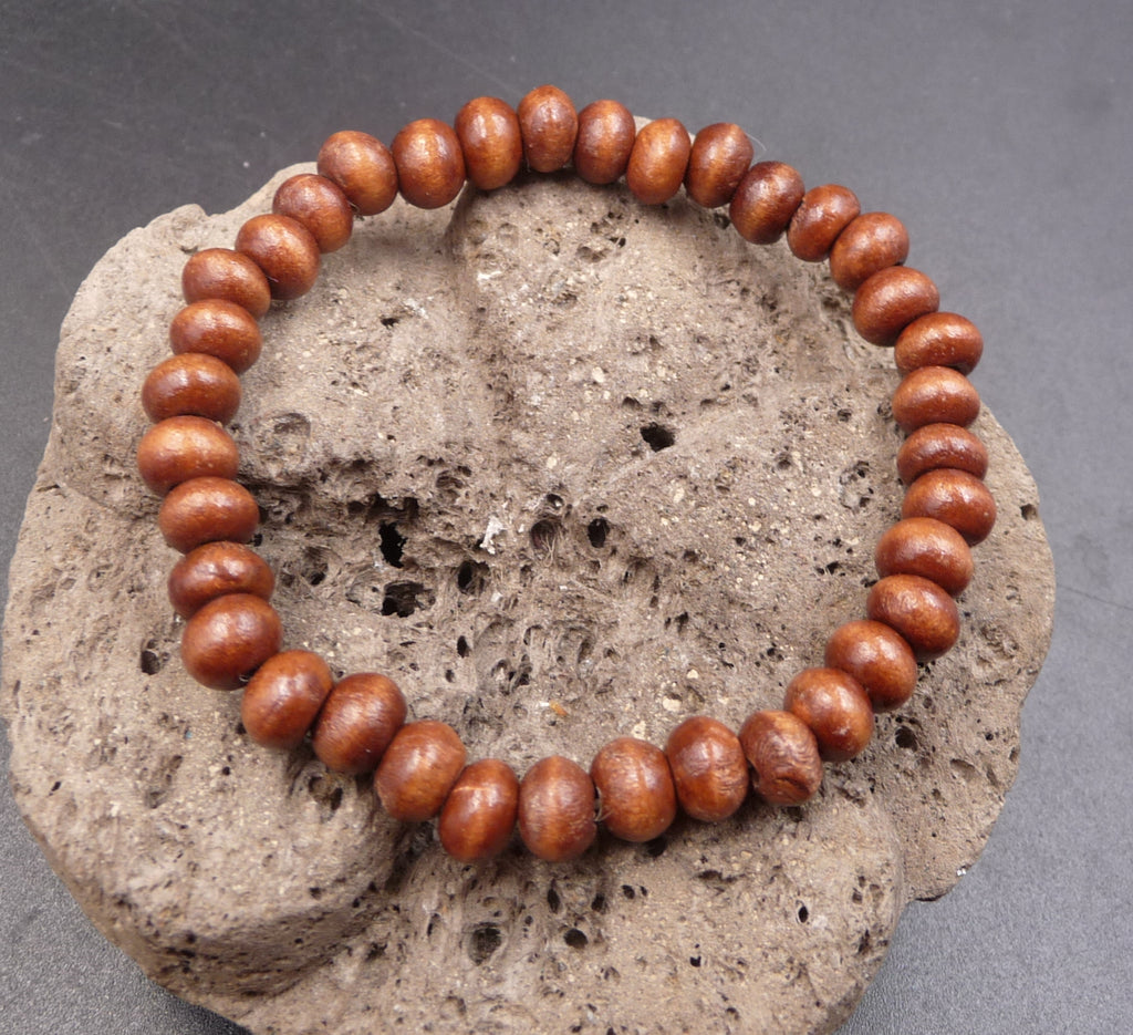 Bracelet marron artisanal perles en bois