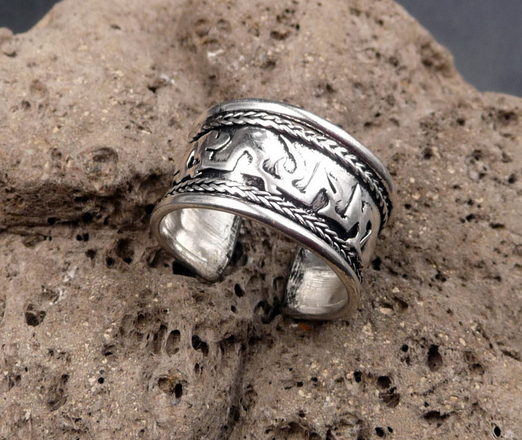 Bague homme / femme en argent Tibétain "Om Mani Padme Hum"