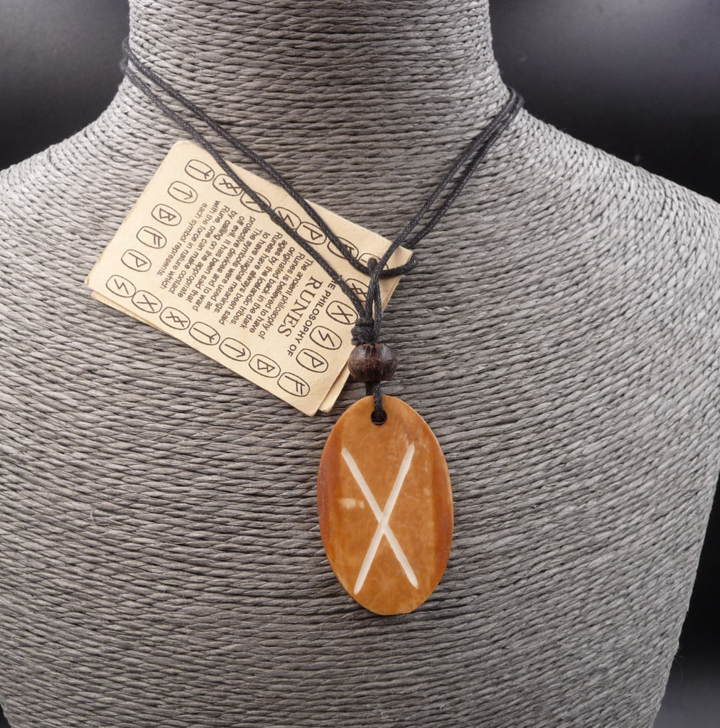 Collier Rune Gebo en os de yak - Générosité, amour et coopération