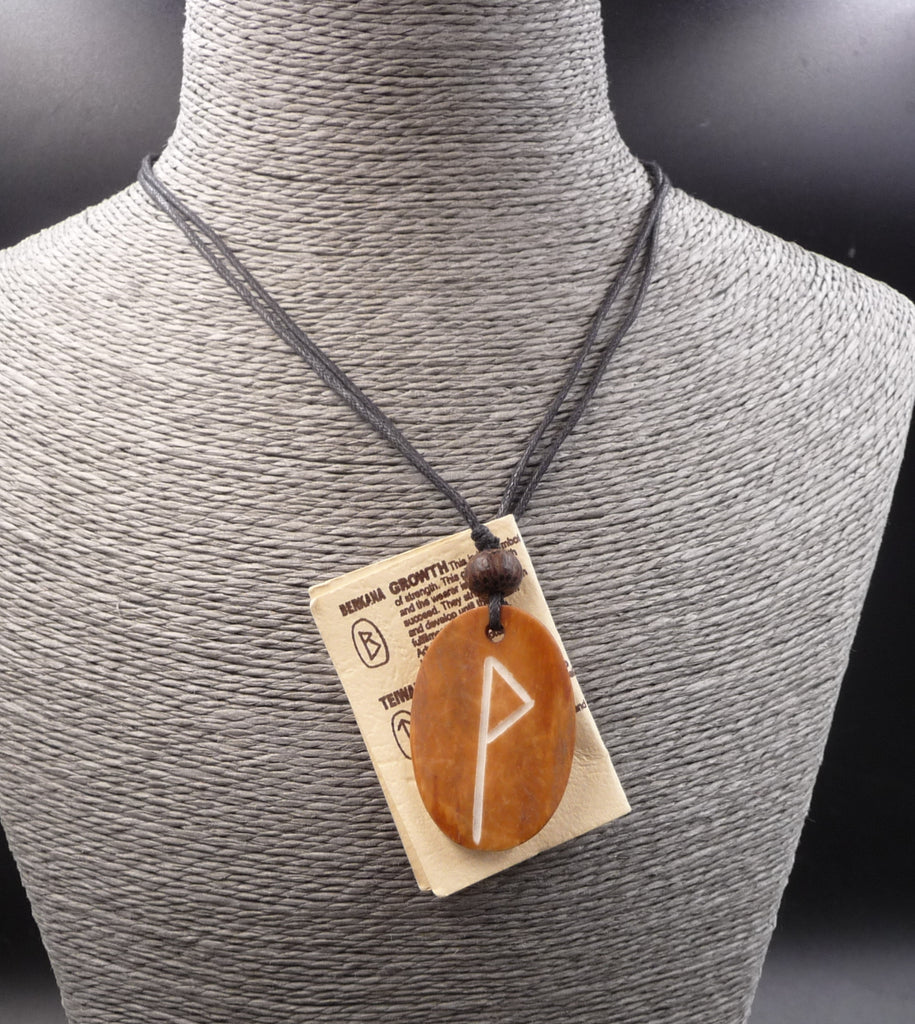 Collier Rune Wunjo pendentif en os de yack - Optimisme