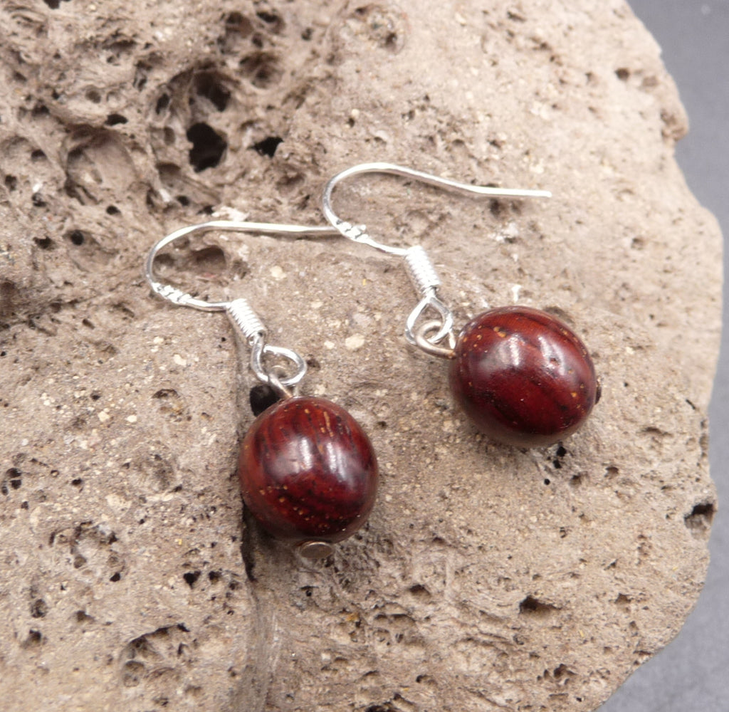 Boucles d'oreilles nature Stéphanie en bois semi-précieux