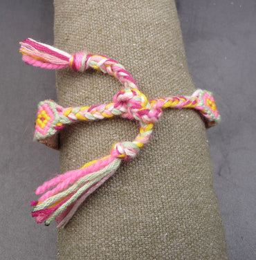 Bracelet porte-bonheur brésilien en cuir et coton pièce de monnaie