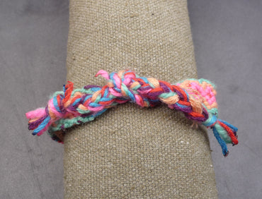 Bracelet porte-bonheur brésilien en cuir et coton Peace and Love