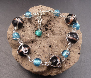Bracelet "Giulia" en argent Tibétain et verre de Murano