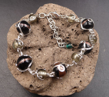 Bracelet "Anna" en argent Tibétain et verre de Murano