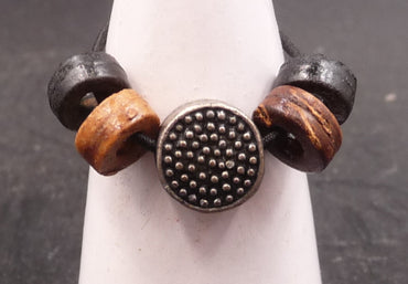 Bague ethnique élastique en bois naturel artisanat Bali