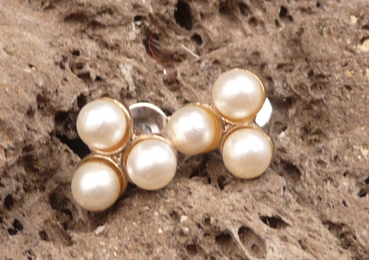 Boucles d’oreilles clou en Argent 925 – 3 perles d'eau douce naturelle