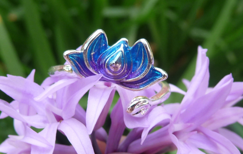 Bague Bouddhiste Tibétaine fleur de lotus en argent 925