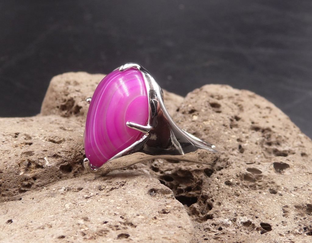 Bague en Agate Rose d'Australie forme goutte