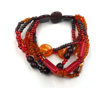 Bracelet Camélia en perles de rocaille, pâte de verre et nacre