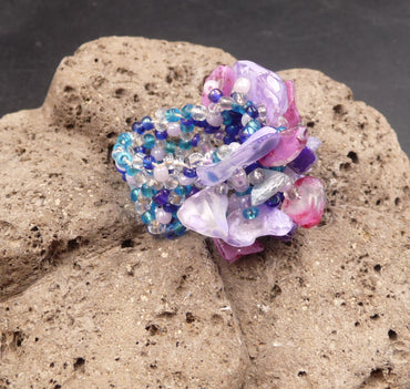 Bague Zoé avec chips de pierres naturelles améthyste