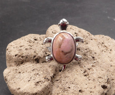Bague tortue en Rhodochrosite Taille réglable