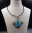 Collier pendentif Tibétain Bouddhiste en Laiton, Turquoise, Malachite et Corail de l'Himalaya