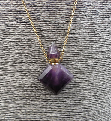 Collier avec pendentif Fiole de Parfum en Améthyste