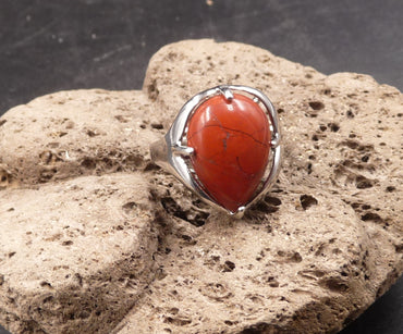 Bague "Energie" en Jaspe Rouge d'Inde